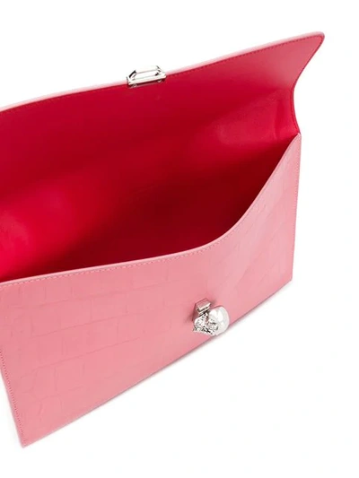 Shop Alexander Mcqueen Skull Closure Envelope Clutch In Pink