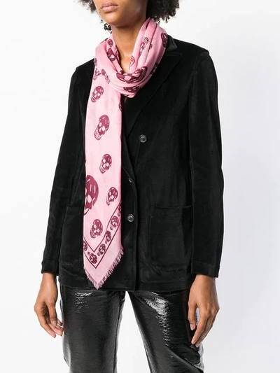 Shop Alexander Mcqueen Skull Print Scarf - Pink