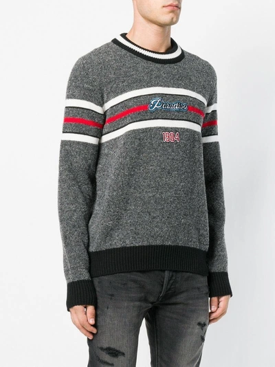 Shop Dolce & Gabbana Paradiso 1984 Striped Jumper In Grey