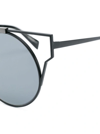 Shop Yohji Yamamoto Round Frame Sunglasses In Black