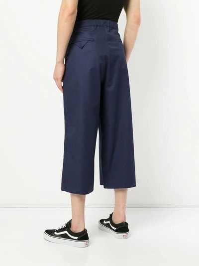 Shop Facetasm Wide Leg Cropped Trousers - Blue