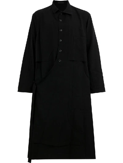 Shop Yohji Yamamoto Half Button Coat - Black