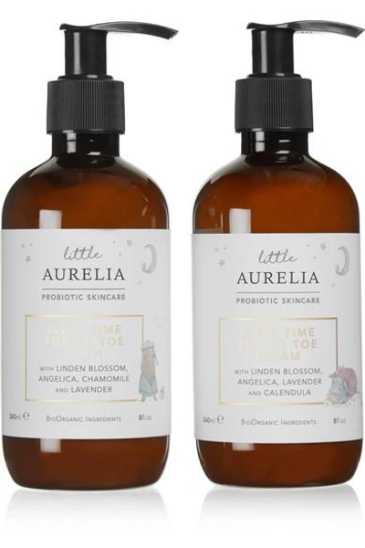 Shop Aurelia Probiotic Skincare + Net Sustain Little Aurelia Sleep Time Top To Toe Wash & Cream, 2 X 240ml In Colorless