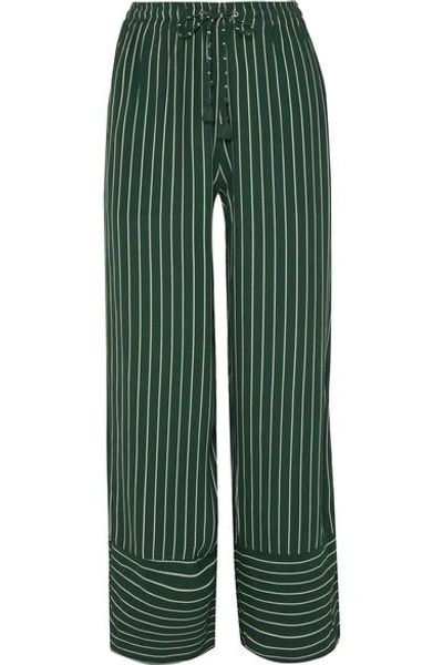 Shop Faithfull The Brand Havana Striped Crepe Pants In Emerald