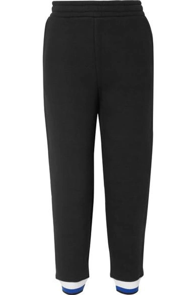 Shop Alexander Wang T Cotton-blend Fleece Track Pants In Black