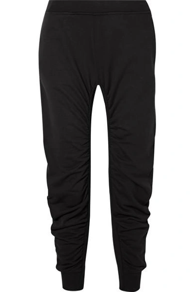 Shop Stella Mccartney Ruched Cotton-jersey Track Pants In Black