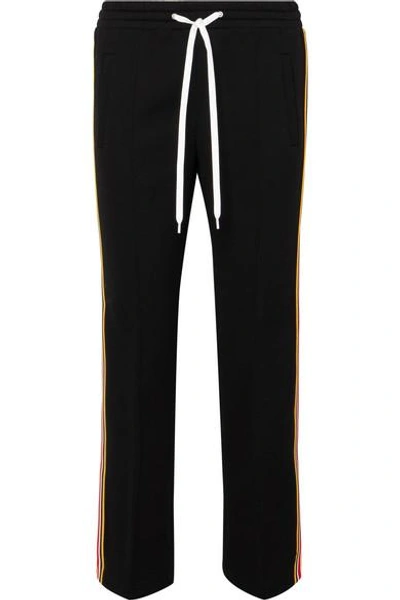 Shop Miu Miu Striped Stretch-jersey Track Pants In Black