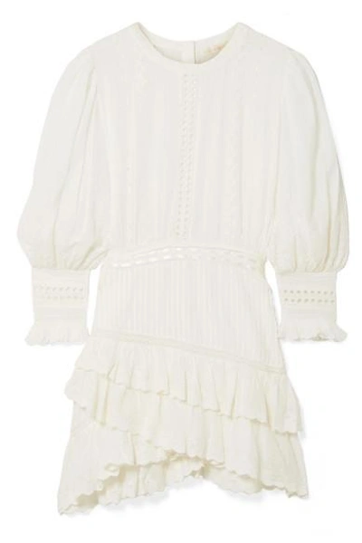 Shop Loveshackfancy Lorelei Tiered Broderie Anglaise Cotton-gauze Mini Dress In White