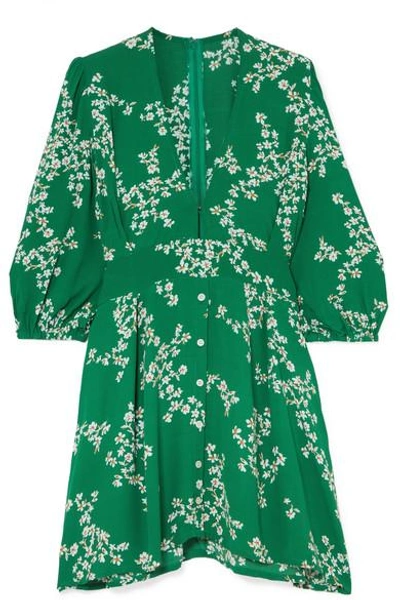 Shop Faithfull The Brand Margot Floral-print Crepe Mini Dress In Green