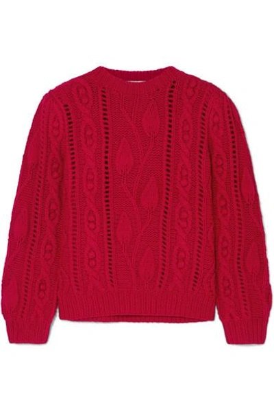 Shop Co Cable-knit Wool And Cashmere-blend Sweater In Red