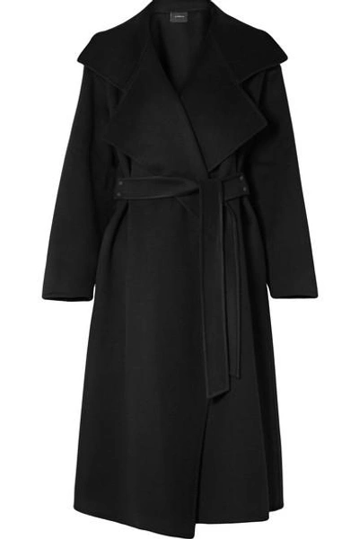 Shop Akris Belted Cashmere Coat In Black