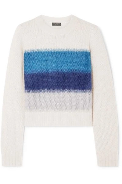 Shop Rag & Bone Holland Cropped Striped Knitted Sweater In White