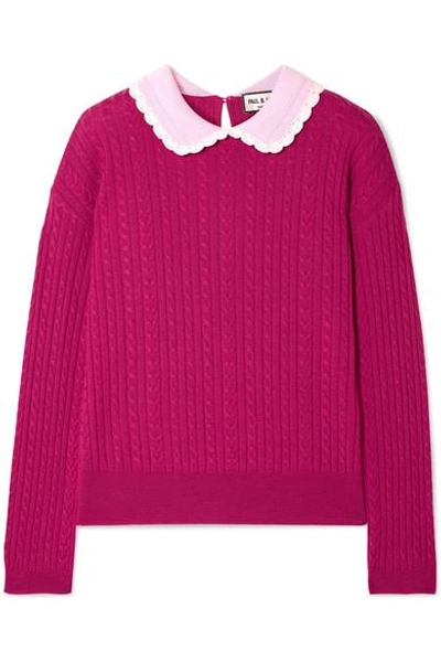 Shop Paul & Joe Cable-knit Wool Sweater In Plum