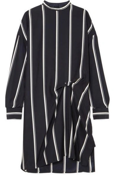 Shop Rag & Bone Jacklin Gathered Striped Silk Mini Dress In Navy