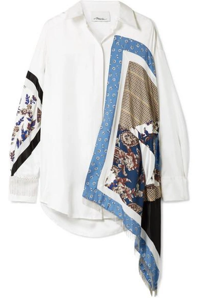 Shop 3.1 Phillip Lim / フィリップ リム Oversized Satin And Crepe-trimmed Printed Silk-twill Shirt In Ivory