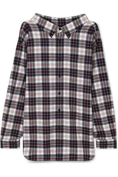 Shop Balenciaga Swing Oversized Checked Cotton-flannel Shirt In Black