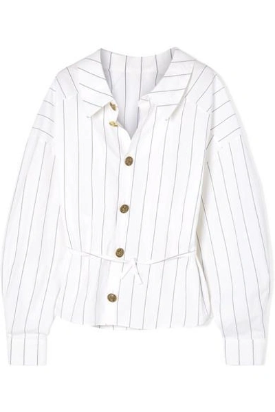 Shop A.w.a.k.e. Reversible Oversized Pinstriped Cotton-poplin Shirt In White