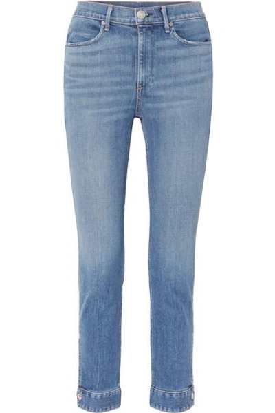 Shop Rag & Bone Cuffed Cigarette High-rise Skinny Jeans In Mid Denim