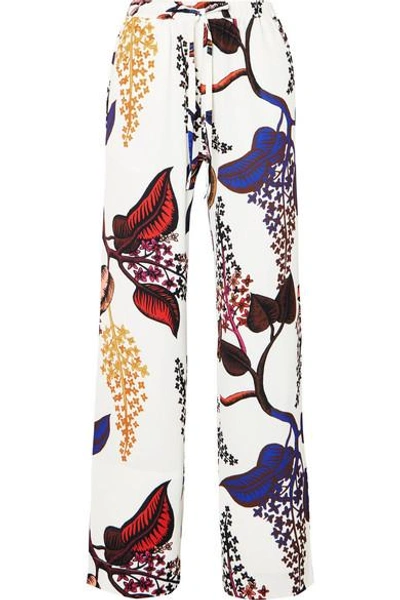 Shop Stine Goya Aileen Floral-print Crepe Straight-leg Pants In White