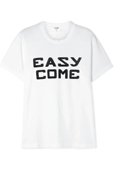 Shop Re/done Printed Cotton-jersey T-shirt In White