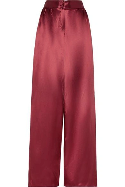 Shop Bottega Veneta Satin Wide-leg Pants In Crimson