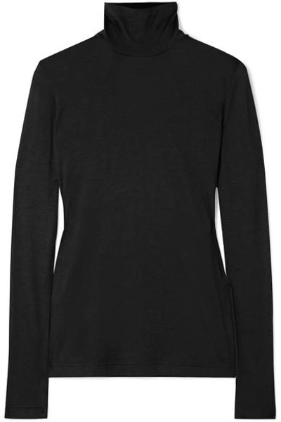 Shop Akris Cashmere And Silk-blend Turtleneck Top In Black