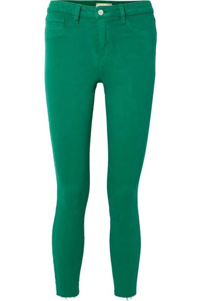 Shop L Agence Margot Cropped High-rise Skinny Jeans In Green