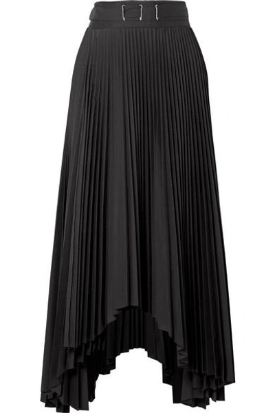 Shop A.w.a.k.e. Asymmetric Pleated Poplin Midi Skirt In Black