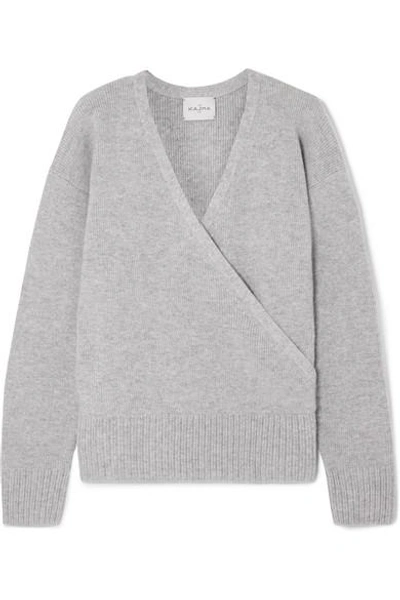 Shop Le Kasha London Wrap-effect Cashmere Sweater In Light Gray