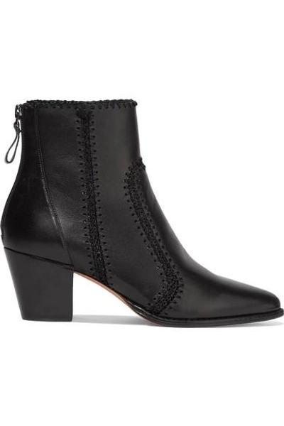 Shop Alexandre Birman Benta Whipstitched Leather Ankle Boots In Black