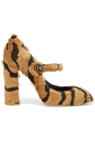 Shop Dolce & Gabbana Tiger-print Faux Fur Mary Jane Pumps In Leopard Print