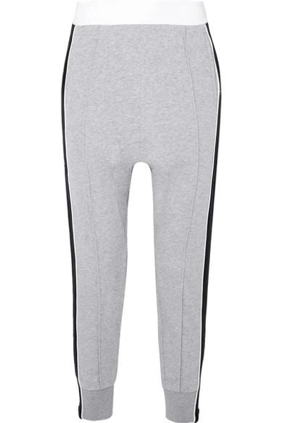 Shop P.e Nation The Master Run Striped Cotton-terry Track Pants In Gray