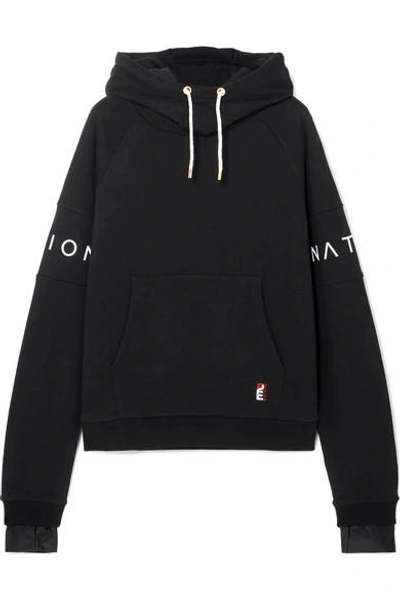 Shop P.e Nation The Fast Forward Defender Printed Cotton-jersey Hoodie In Black