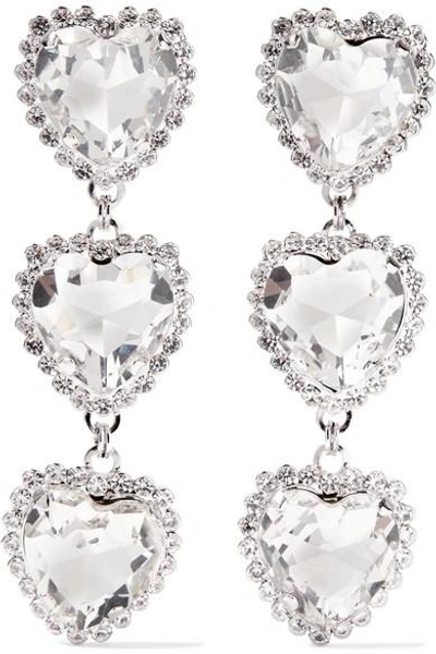 Shop Alessandra Rich Silver-tone Crystal Clip Earrings