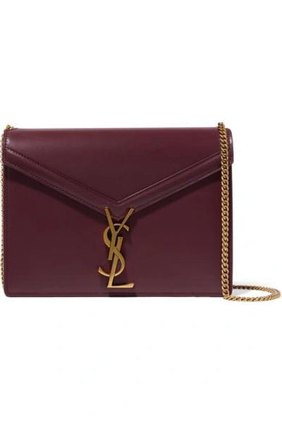 Shop Saint Laurent Cassandra Leather Shoulder Bag In Burgundy