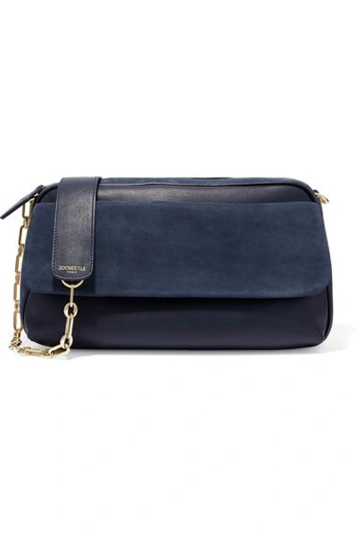ZOOBEETLE PARIS PANTHÉON COLOR-BLOCK LEATHER AND SUEDE SHOULDER BAG 
