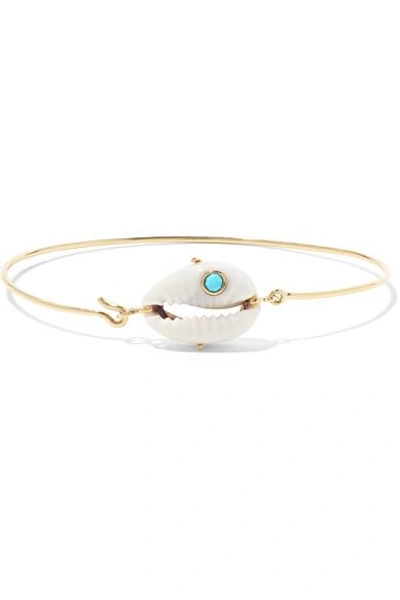 Shop Pascale Monvoisin Cauri 9-karat Gold, Porcelain And Turquoise Bracelet