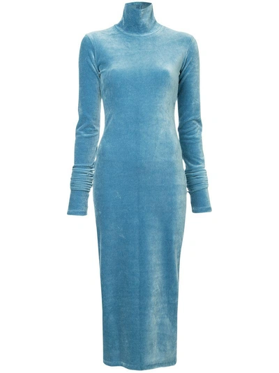 Shop Kimhēkim Finger Hole Jersey Dress In Blue