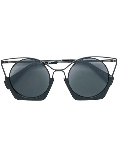 Shop Yohji Yamamoto Cat Eye Sunglasses In Black