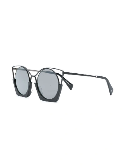 Shop Yohji Yamamoto Cat Eye Sunglasses In Black