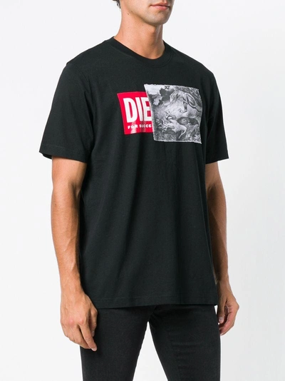Shop Diesel Front Logo T-shirt - Black
