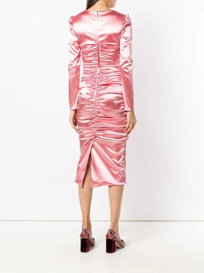 Shop Dolce & Gabbana Satin Ruched Dress - Pink
