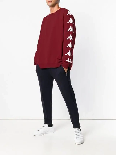 Shop Kappa Danilo Paura X  Logo Sleeve Sweatshirt In Red
