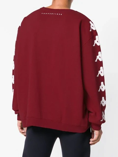 Shop Kappa Danilo Paura X  Logo Sleeve Sweatshirt In Red