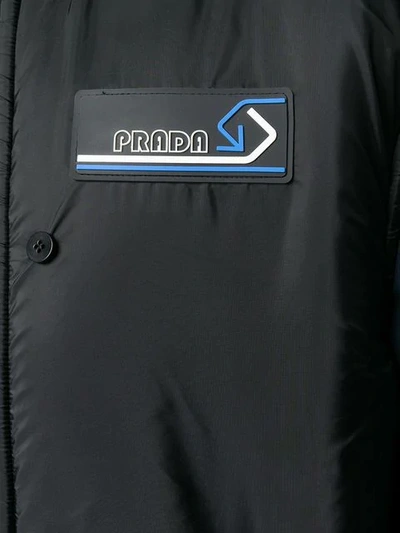 Shop Prada Logo Patch Puffer Vest - Black