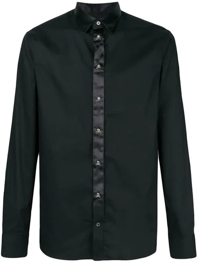 Shop Philipp Plein Satin Trim Shirt - Black