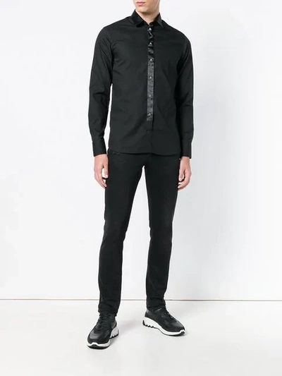 Shop Philipp Plein Satin Trim Shirt - Black
