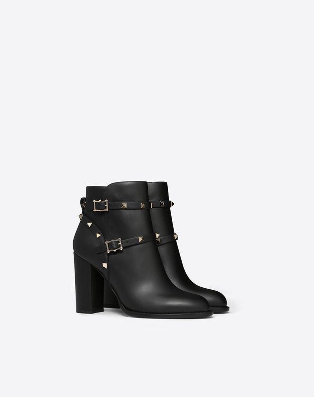Valentino Rockstud 100 Black Leather Ankle Boots In 0n0 Noir/clous ...