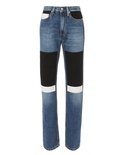 Shop Calvin Klein Jeans Est.1978 High-rise Straight Patch Jeans