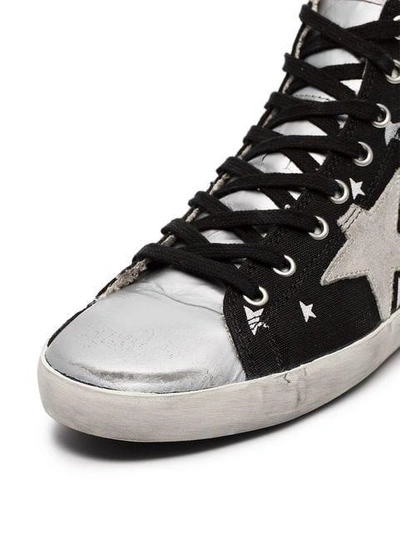 Shop Golden Goose Black Francy Star Print Leather High-top Sneakers